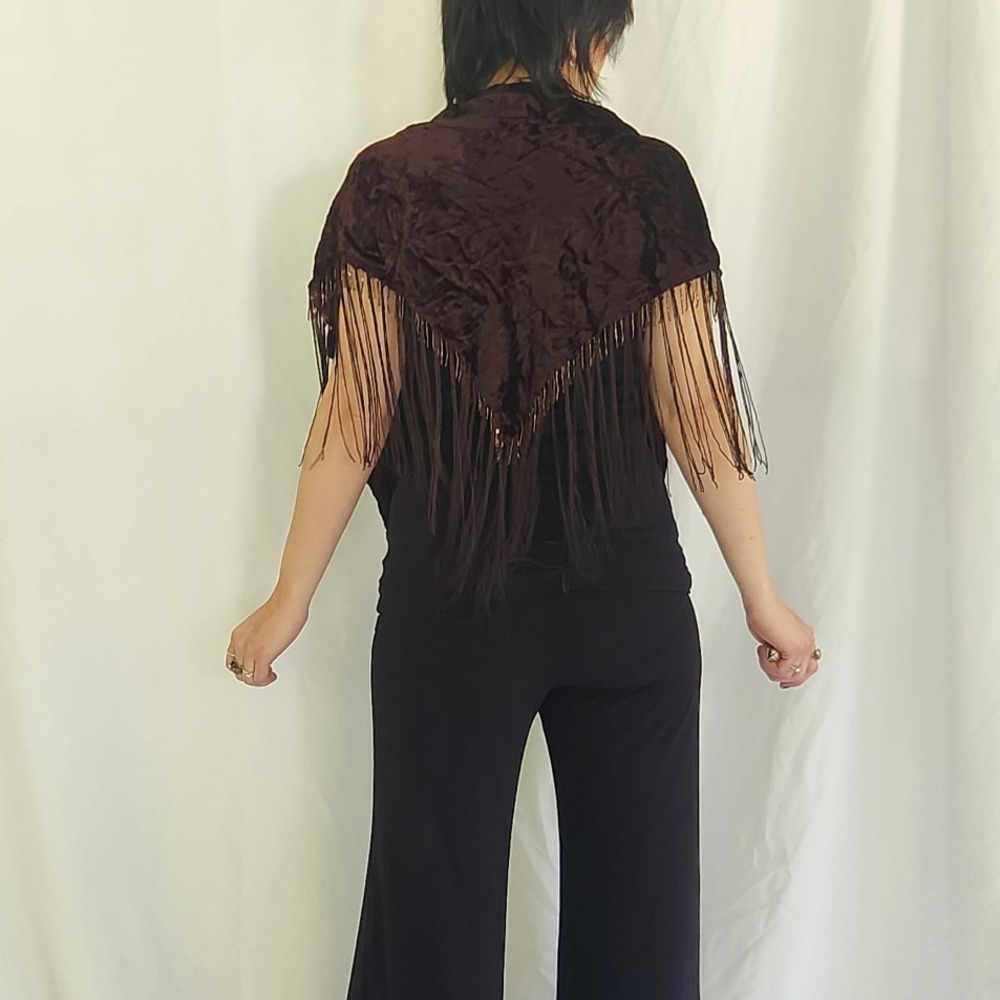 Vintage Brown Velvet‎ Shawl